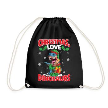 Dino Boy Enfants Noël Amour Dinosaure - Sac de sport léger - noir - Devant