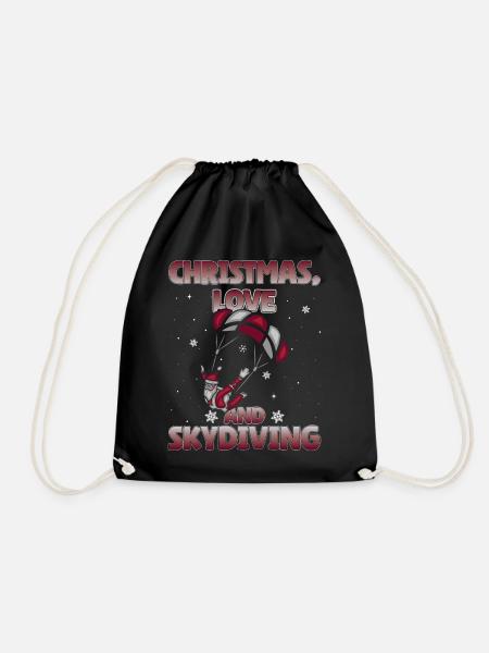 Fallschirm Skydive Weihnachten Liebe und Skydiving - Turnbeutel - Schwarz