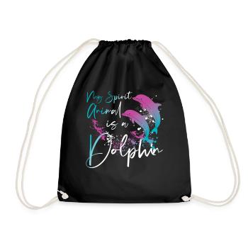 Dolphin My Spirit Animal Is A - Drawstring Bag - black - Front