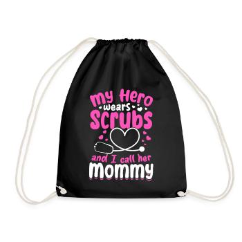 Nursing - My Hero Wears Scrubs And i Call Her Momm - Drawstring Bag - black - Front