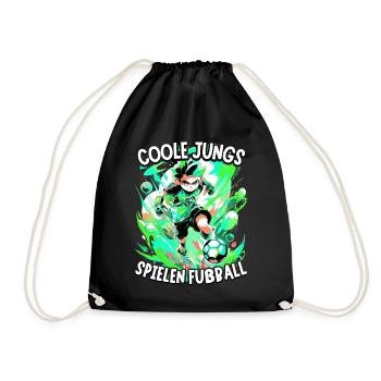 Coole Jungs spielen Fußball für Jungen Fußballer - Turnbeutel - Schwarz - Vorne