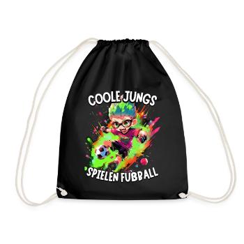 Coole Jungs spielen Fußball für Jungen Fußballer - Turnbeutel - Schwarz - Vorne
