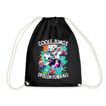 Coole Jungs spielen Fußball für Jungen Fußballer - Turnbeutel - Schwarz - Vorne