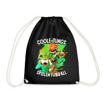 Coole Jungs spielen Fußball für Jungen Fußballer - Turnbeutel - Schwarz - Vorne