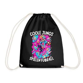 Coole Jungs spielen Fußball für Jungen Fußballer - Turnbeutel - Schwarz - Vorne