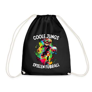 Coole Jungs spielen Fußball für Jungen Fußballer - Turnbeutel - Schwarz - Vorne