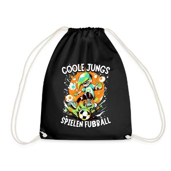Coole Jungs spielen Fußball für Jungen Fußballer - Turnbeutel - Schwarz - Vorne