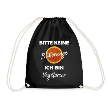 Vegetarier Veggie Früchte Blutorange Orange Obst - Turnbeutel - Schwarz - Vorne