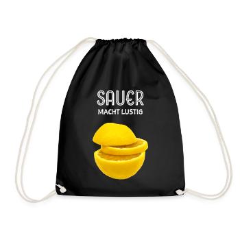Sauer macht lustig Zitrone Lemon Tropen Früchte - Turnbeutel - Schwarz - Vorne