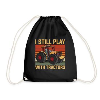 Harvester I Still Play With Tractor Farming Life - Drawstring Bag - black - Front