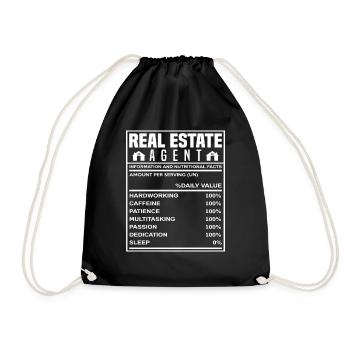 Immobilienmakler Informationen Geschenkidee - Turnbeutel - Schwarz - Vorne