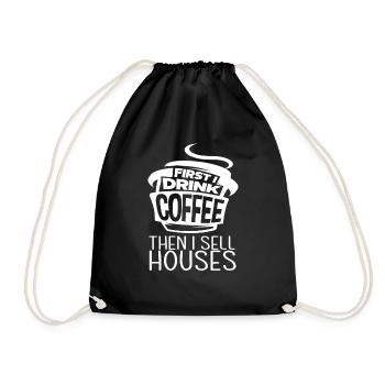 Coffee, Real Estate Agent, Intermediary - Drawstring Bag - black - Front