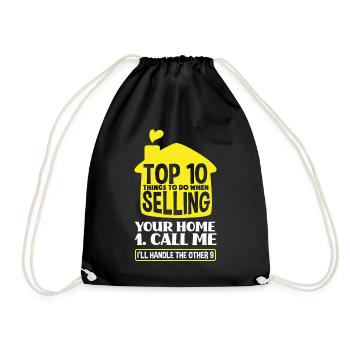 Immobilienmakler Top 10 - Turnbeutel - Schwarz - Vorne