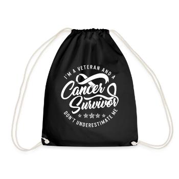 Cancer Shirt, I'm A Veteran And A Cancer Survivor - Drawstring Bag - black - Front