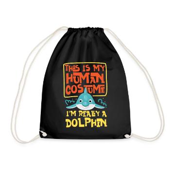 Dolphin This Is My Human Costume - Drawstring Bag - black - Front