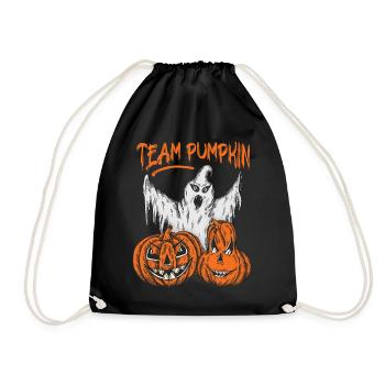 Ghost and Pumpkins, Saying Team Pumpkin Ghost - Drawstring Bag - black - Front