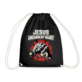 Jesus Christus, christlicher Spruch, Vintage Stil - Turnbeutel - Schwarz - Vorne