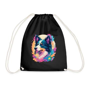 Border Collie Dog Elegance for Dog Fans - Drawstring Bag - black - Front