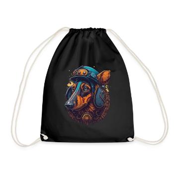 Conception de chien teckel steampunk pour les amoureux des chiens - Sac de sport léger - noir - Devant