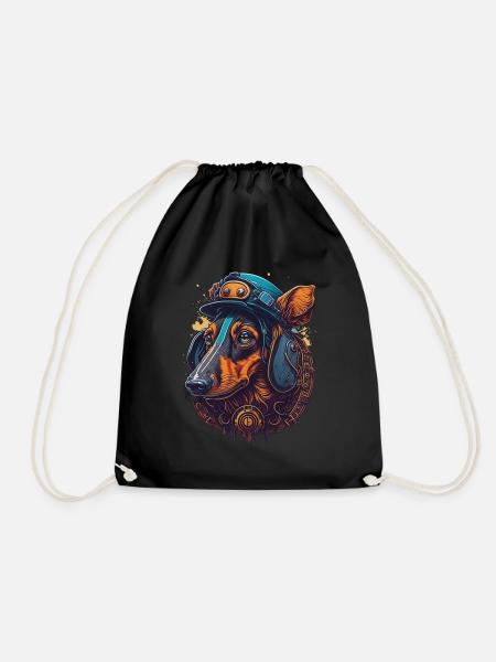 Steampunk Dackel Hund Design für Hundeliebhaber - Turnbeutel - Schwarz