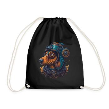 Conception artistique de chien teckel Steampunk rétro - Sac de sport léger - noir - Devant