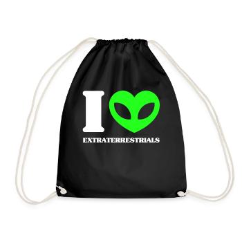 Alien, UFO, UAP, Space, Space Flying Object - Drawstring Bag - black - Front