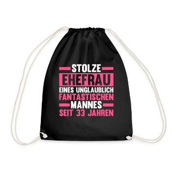 Ehe Zinnhochzeit 33 Jahre Verheiratet Hochzeitstag - Turnbeutel - Schwarz - Vorne