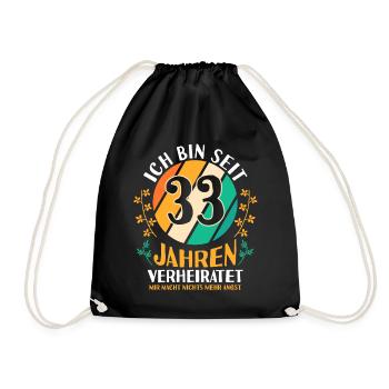 Ehe Zinnhochzeit 33 Jahre Verheiratet Hochzeitstag - Turnbeutel - Schwarz - Vorne