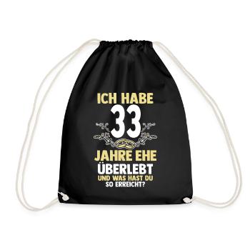 Ehe Zinnhochzeit 33 Jahre Verheiratet Hochzeitstag - Turnbeutel - Schwarz - Vorne