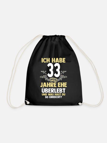 Ehe Zinnhochzeit 33 Jahre Verheiratet Hochzeitstag - Turnbeutel - Schwarz