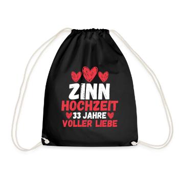 Ehe Zinnhochzeit 33 Jahre Verheiratet Hochzeitstag - Turnbeutel - Schwarz - Vorne