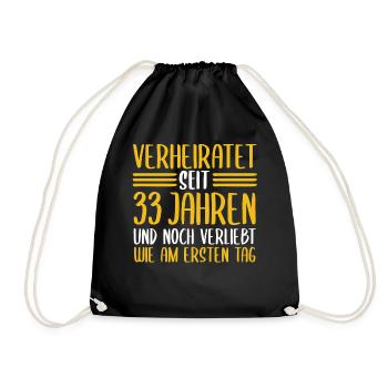 Ehe Zinnhochzeit 33 Jahre Verheiratet Hochzeitstag - Turnbeutel - Schwarz - Vorne