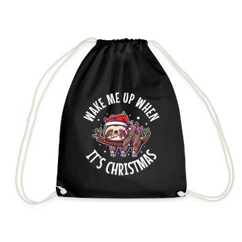 Wake me up when its Christmas - Drawstring Bag - black - Front