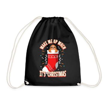 Wake me up when its Christmas - Drawstring Bag - black - Front