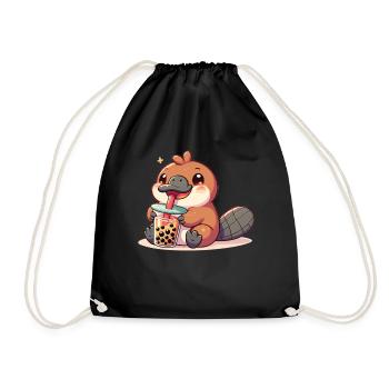 Kawaii Schnabeltiere Bubble Tea Boba Schnabeltier - Turnbeutel - Schwarz - Vorne