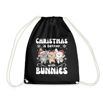 Weihnachten ist besser mit Hasen - Turnbeutel - Schwarz - Vorne