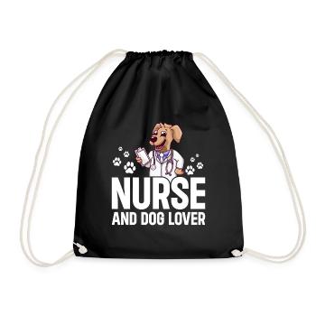 Nurse and Dog Lover - Nursing Nurse Dog Owner - Drawstring Bag - black - Front