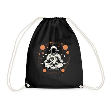 Meditating Astronaut Spiritual Yoga Lover Space - Turnbeutel - Schwarz - Vorne