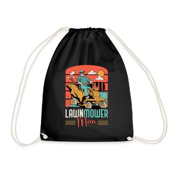 Mower Lawnmower Man Tractor Mowing Grass Cutting - Drawstring Bag - black - Front