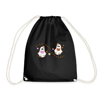 Reading Shirt, Read More Booooks Cute Ghost - Drawstring Bag - black - Front