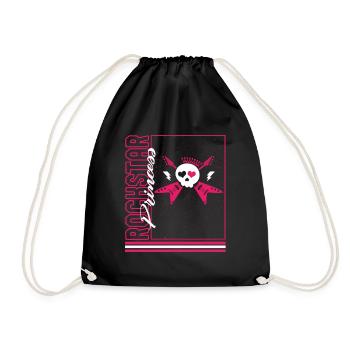Musik Shirt, Stern Prinzessin E-Gitarre Totenkopf - Turnbeutel - Schwarz - Vorne
