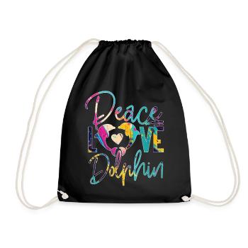 Dolphin Peace Love Dolphin - Turnbeutel - Schwarz - Vorne