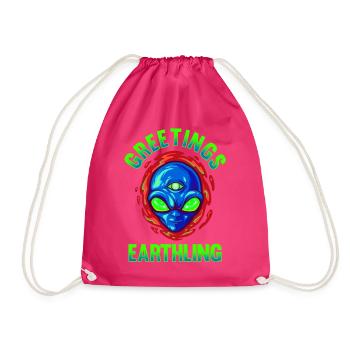 Alien, UFO, UAP, Space, Space Flying Object - Drawstring Bag - fuchsia - Front