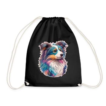 Australian Shepherd Dog Dog Lover Art - Drawstring Bag - black - Front