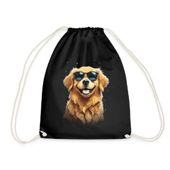 Golden Retriever Coolness and Style Sunglasses - Drawstring Bag - black - Front