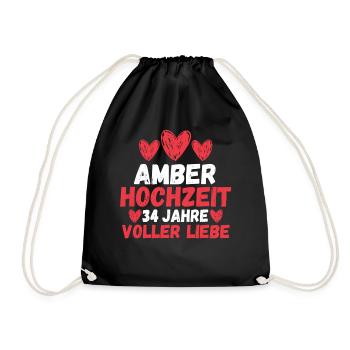 Ehe Amberhochzeit 34 Jahre Verheiratet Hochzeitsta - Turnbeutel - Schwarz - Vorne