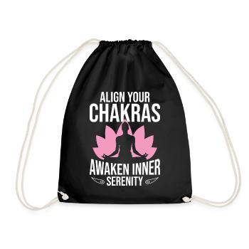 Align Your Chakras, Awaken Inner Serenity Yoga Med - Turnbeutel - Schwarz - Vorne