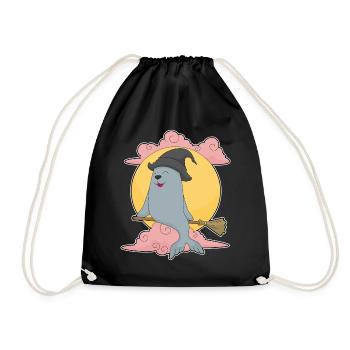 Seal Witch Broom - Drawstring Bag - black - Front