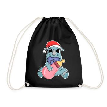 Rhinocéros Bébé Noël - Sac de sport léger - noir - Devant