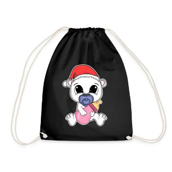 Ours polaire Bébé Ours de Noël - Sac de sport léger - noir - Devant